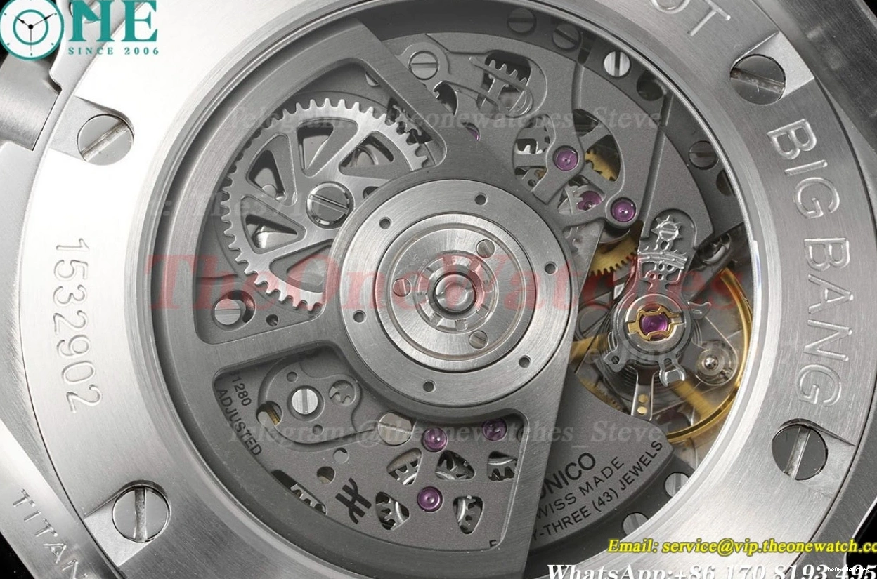 Diams Titanium Big Bang 44mm SS Diams Bezel BBF A1280 Rubber Unico 0421